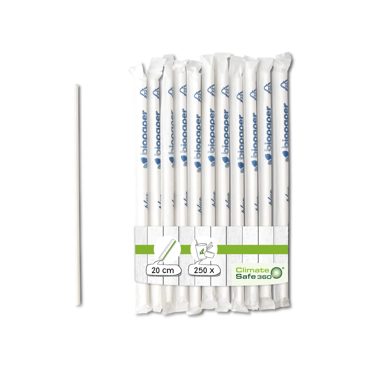 Paper jumbo straw 20 Ø 0.5cm, white, packed 