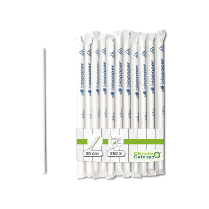 Paper jumbo straw 20 Ø 0.5cm, white, packed 