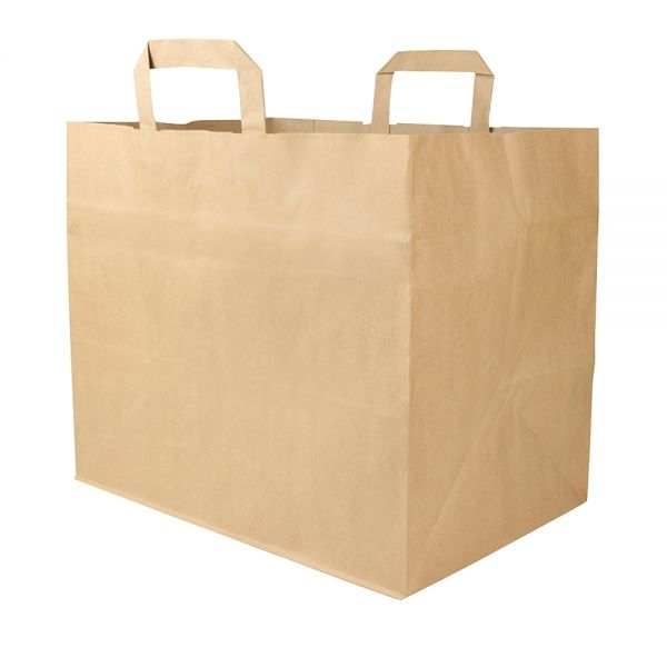 Brown paper bag XXL, 32+21 x 27 cm, kraft, unbleached paper 