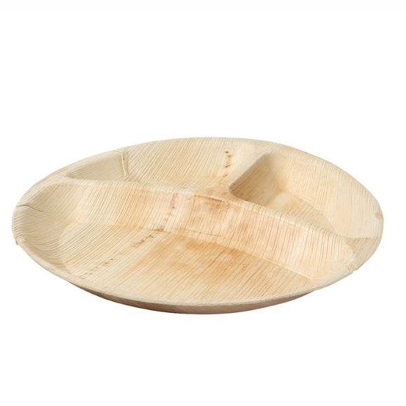 Palmový tanier, okrúhly,  3 oddelenia, Ø 25 cm